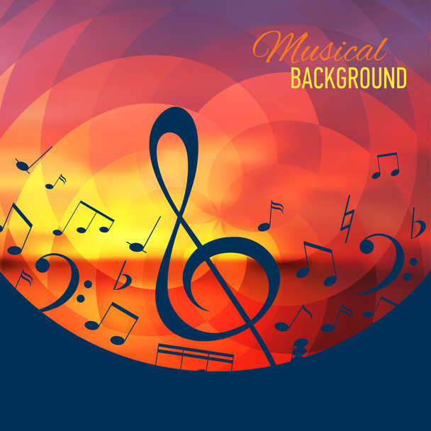 Geometrical background with music notes and key. - Vector, Image