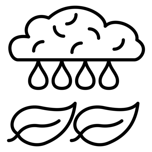 Raindrops water the plants. Natural watering. Time of year, rainy weather, meteorology, weather forecast. Vector icon, outline, isolated. - Vector, Image