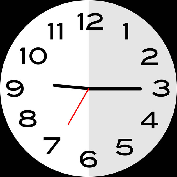 Quarter past 9 o'clock or Fifteen minutes past nine o'clock analog clock. Icon design use illustration flat design - Vector, Image