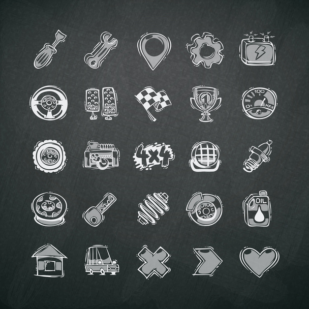 ikonok-készlet szimbólumok autó táblára - Vektor, kép