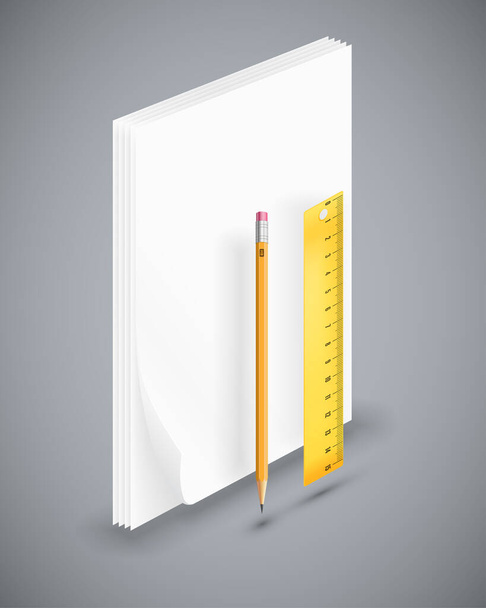 Ruler paper pen - Vector, imagen