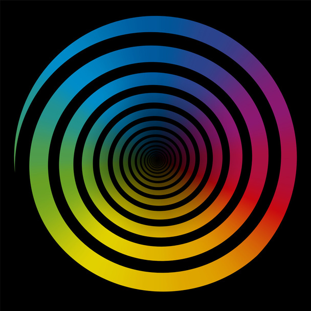 虹色グラデーション スパイラル黒 - ベクター画像