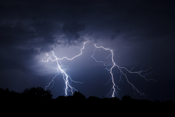 Lightning bolt strike in sky - Photo, Image