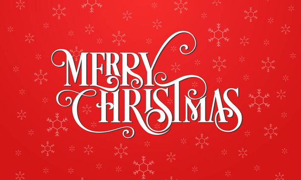 Καλά Χριστούγεννα όμορφα γράμματα σχεδιασμό με νιφάδες χιονιού απομονώνονται σε κόκκινο φόντο. - Διάνυσμα, εικόνα