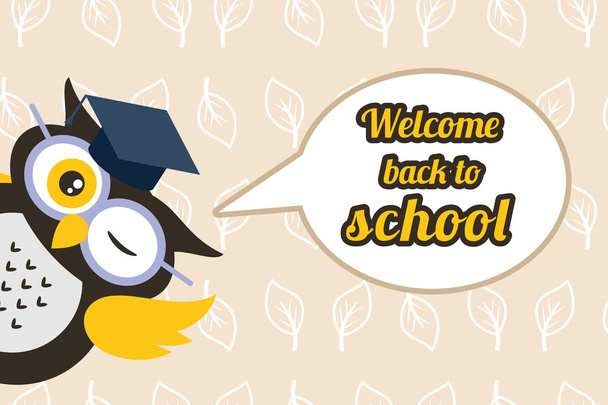 Cartoon school owl vector background. Back to school illustration.  - Vector, Imagen