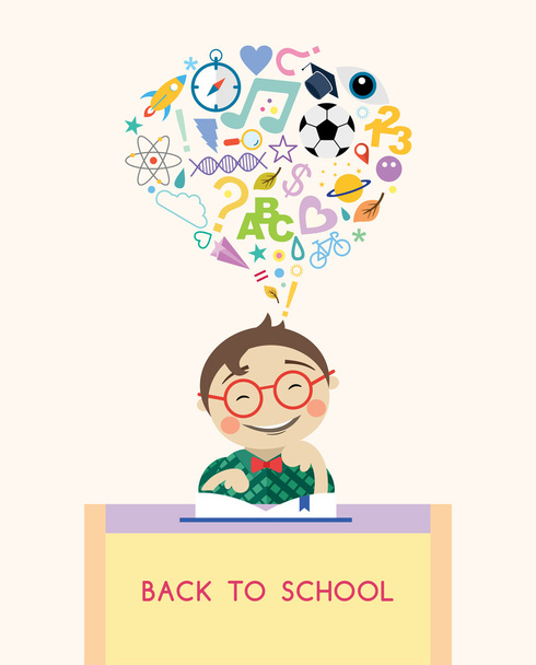 Cartoon school boy vector background. Back to school illustration. - Διάνυσμα, εικόνα