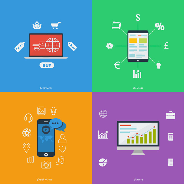 Icons for  Business, Finance, Commerce, Social Media - Vector, Image
