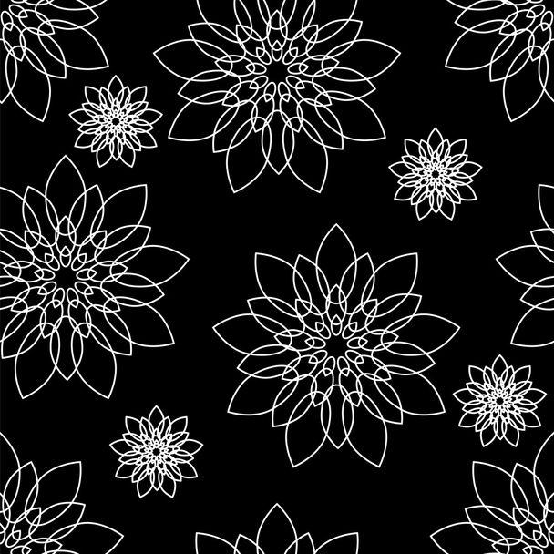 Απρόσκοπτη μαύρο και άσπρο μοτίβο λουλουδιών - Διάνυσμα, εικόνα