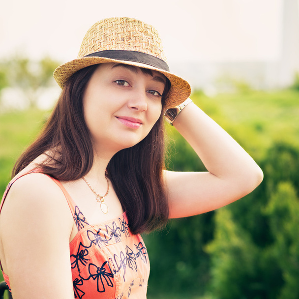 young sexy summer girl wearing a hat - Φωτογραφία, εικόνα