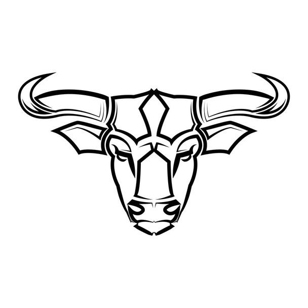 Line Vector Illustration front view of Bull. Це ознаки таврського зодіаку.. - Вектор, зображення