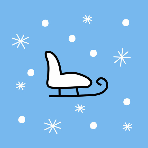 sleigh christmas vector illustration in flat style. winter holiday - Vector, Image