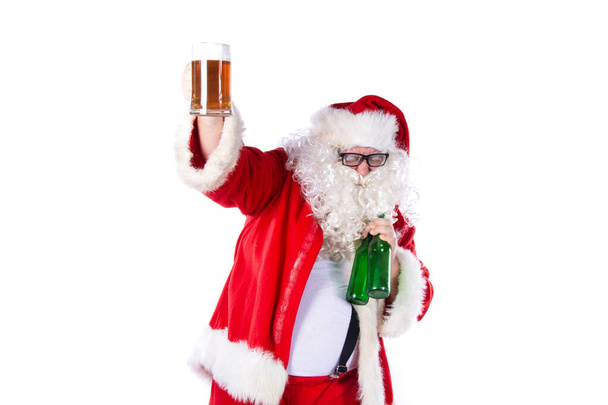 Komik Noel Baba bira içiyor.. - Fotoğraf, Görsel