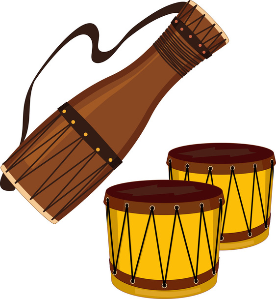 Bata és bongó dobok - Vektor, kép