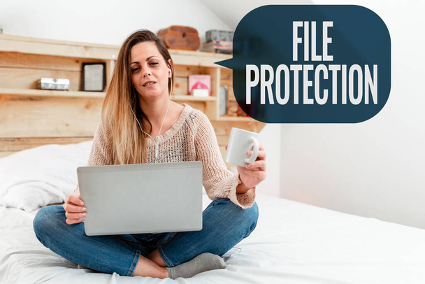 Conceptual display File Protection. Business approach Preventing accidental erasing of data using storage medium Reading Interesting Articles Online, Solving Internet Problems - Photo, Image