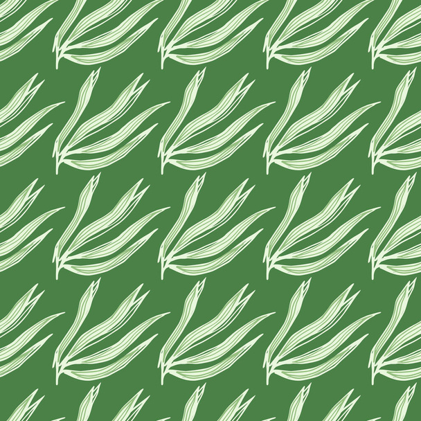 Vintage green seaweeds seamless pattern. Marine plants wallpaper. Underwater foliage backdrop. Design for fabric, textile print, wrapping, cover. Vector illustration. - Vetor, Imagem