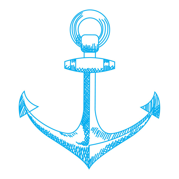 Anchor icon. Nautical vector isolated white, blue - Vektör, Görsel