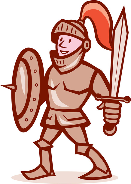 Knight Shield Sword Cartoon - Вектор, зображення