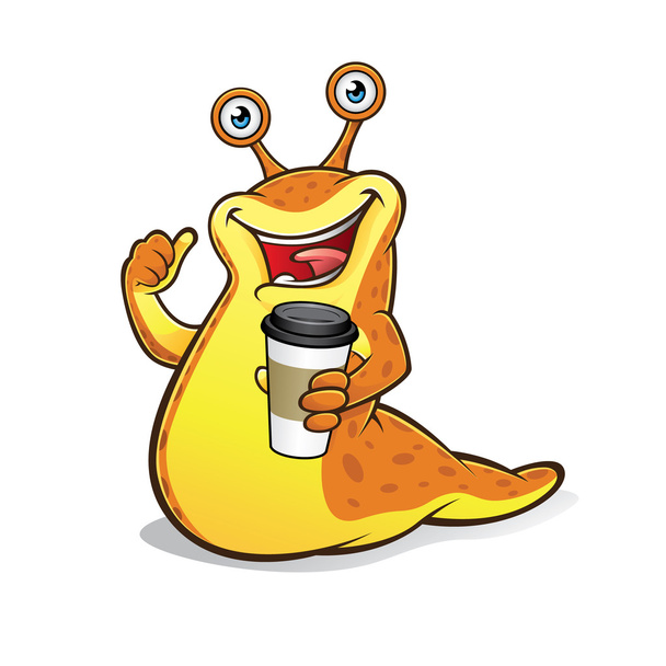 Slug con una tazza di caffè
 - Vettoriali, immagini