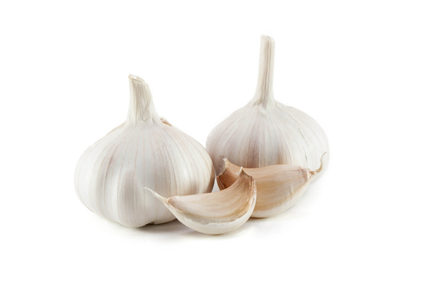 Garlic a white background - Фото, изображение
