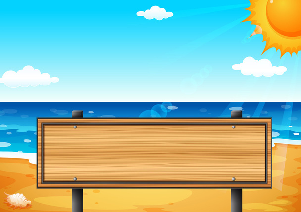 An empty wooden signage at the beach - Vector, Image