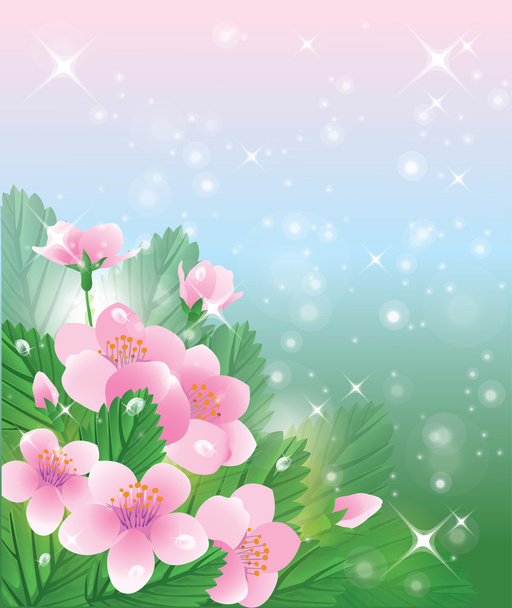 Spring background with sakura blossom. vector illustration - Vector, imagen