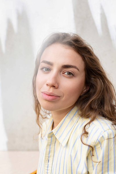 White young european girl with dark hair portrait - Valokuva, kuva