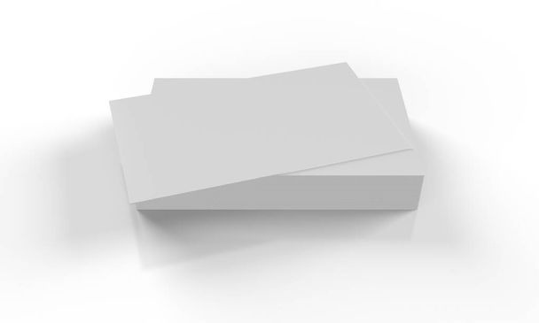 Tarjeta de visita en blanco maqueta, vista de perspectiva de una pila de tarjetas de visita aisladas sobre un fondo blanco y 3d renderizado para la ilustración y maquetas. - Foto, imagen