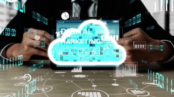 Koncepcyjna technologia przetwarzania w chmurze i przechowywania danych dla przyszłych innowacji - Materiał filmowy, wideo