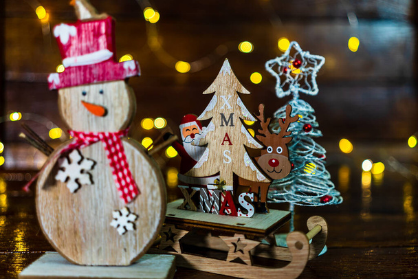 Christmas composition with seasonal decorations and ornaments - Photo, Image