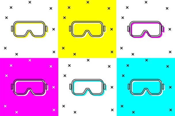 Set Diving mask icon isolated on color background. Extreme sport. Diving underwater equipment. Vector - Vector, Image