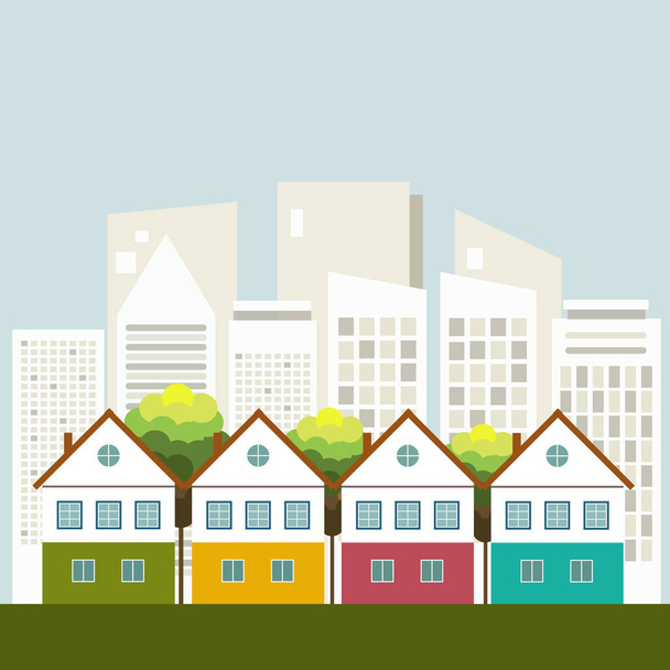 Colorful City, Healthy Living Concept - Vector, Image