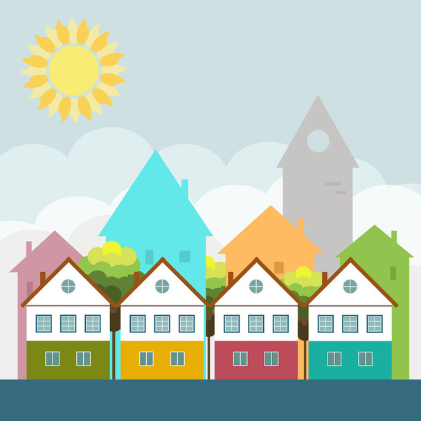 Colorful City, Real Estate, Healthy Living Concept - Vector, Image