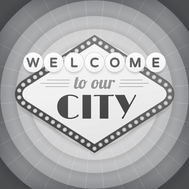 Welcome to our city vintage vector bw poster. - Vector, Image