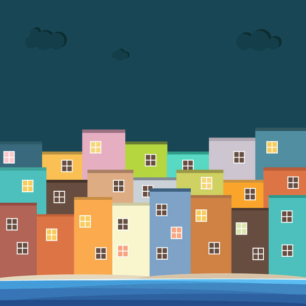 Casas de colores en venta / alquiler. Inmobiliaria - Vector, imagen