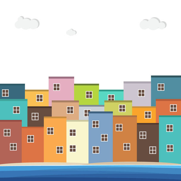 Maisons colorées à vendre / louer. Immobilier - Vecteur, image