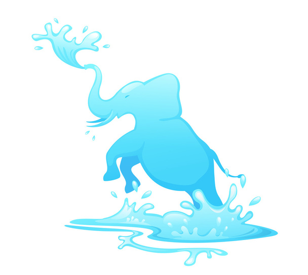 Jumping elephant out of water vector - Vector, Image