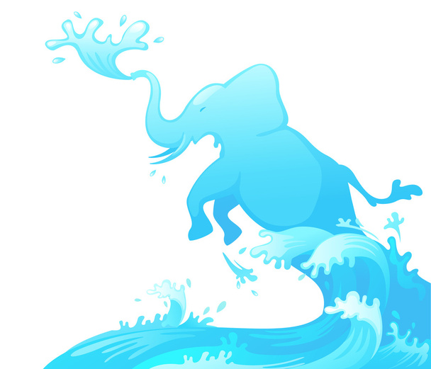 Jumping elephant out of water vector - Vector, Image