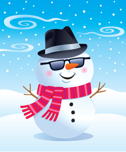 cool sneeuwpop dragen van een fedora hoed - Foto, afbeelding