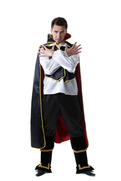 Pretentious man posing in costume of illusionist - Фото, изображение