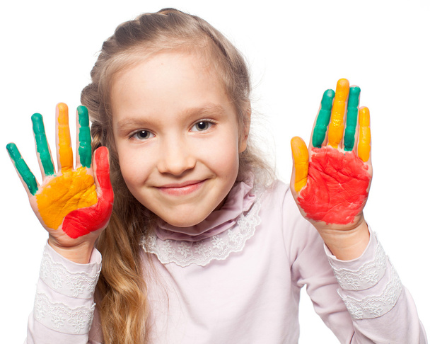 Girl with painted palms - Foto, Bild