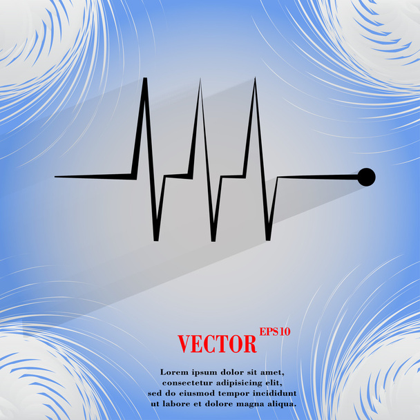 καρδιακού ρυθμού. επίπεδη σύγχρονες web κουμπί σε μια επίπεδη γεωμετρικά αφηρημένα φόντο  - Διάνυσμα, εικόνα