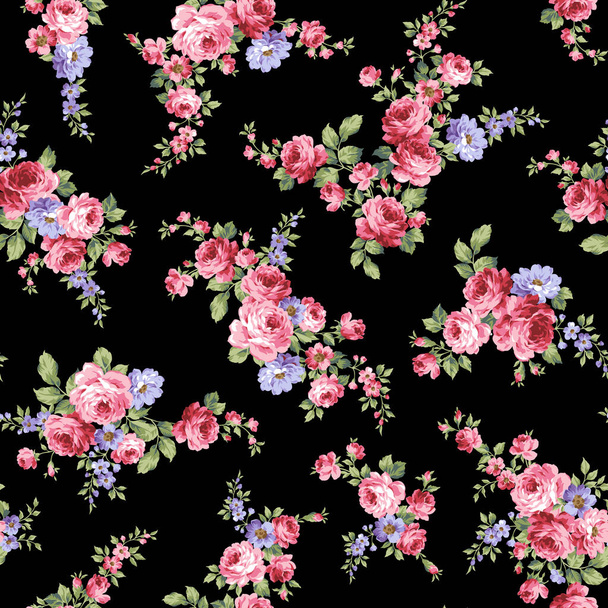 Seamless pattern with a beautiful bouquet of roses, - Вектор, зображення