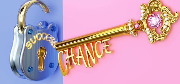Key to success is Chance - to win in work, business, family or life you need to focus on Chance, it opens the doors that lead to victories and getting what you really want, 3d illustration - Photo, Image