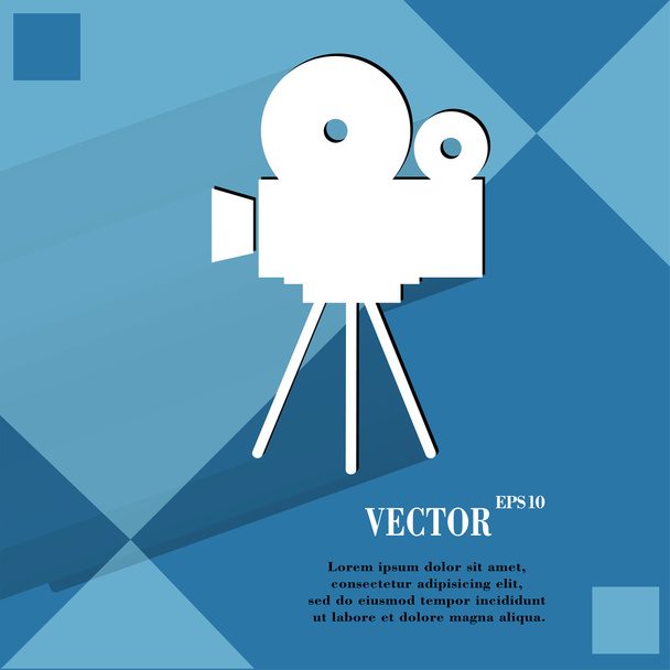 Videokamera. flache moderne Web-Taste auf einem flachen geometrischen abstrakten Hintergrund  - Vektor, Bild