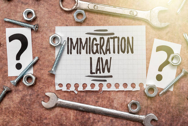 Text caption presenting Immigration Law. Business showcase Emigration of a citizen shall be lawful in making of travel New Ideas Brainstoming For Maintenance Planning Repairing Solutions - Fotoğraf, Görsel