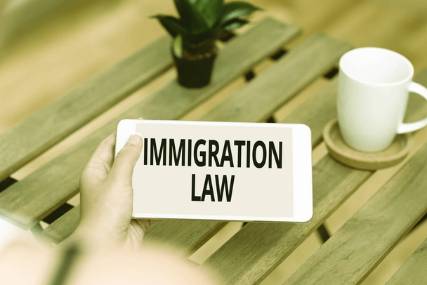 Inspiration showing sign Immigration Law. Business concept Emigration of a citizen shall be lawful in making of travel Voice And Video Calling Capabilities Connecting People Together - Foto, Imagem
