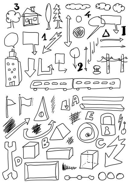 Doodle set hand drawn shapes and abstract object - Photo, image