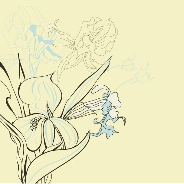 Floral background with iris flowers - Vector, afbeelding