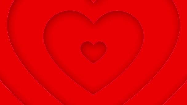 Czerwone serca poruszają się od środka. 4k płynne pętli animowane tło. Szczęśliwych Walentynek koncepcji. - Materiał filmowy, wideo