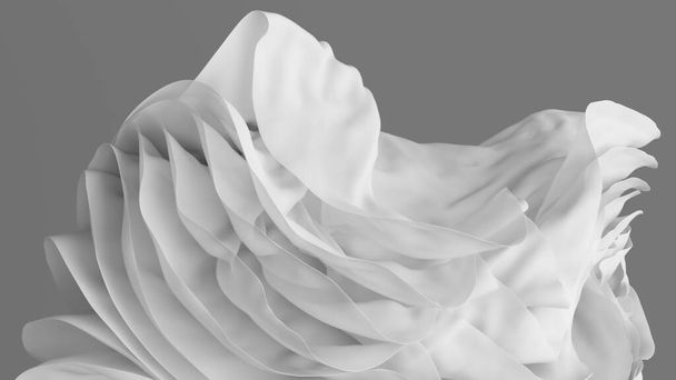 3d render, abstract background with wavy layers of white drapery, fashion wallpaper - Φωτογραφία, εικόνα